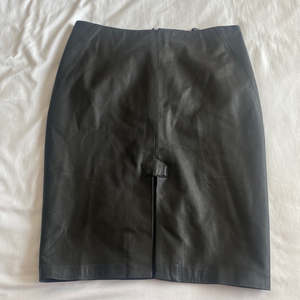 Lord & Taylor genuine leather midi skirt